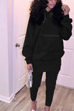 Daily Polyester Solid Split Joint Pocket Hooded Collar Long Sleeve Regular Sleeve Regular Two Pieces