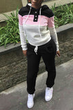 Fashion Casual Patchwork Basic Hooded Collar Long Sleeve Two Pieces