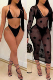 Fashion Sexy Dot See-through Swimwears Three-piece Set
