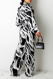 Casual Print Split Joint V Neck Straight Jumpsuits