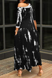 Fashion Print Basic O Neck Irregular Dress