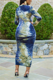 Fashion Casual Regular Sleeve Long Sleeve O Neck Printed Dress Mid Calf Print Dresses