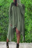 Fashion Casual Solid Asymmetrical Hooded Collar Long Sleeve Dresses