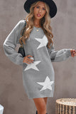 star print drop shoulder sweater dress