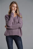 twist detail rib knit reversible sweater