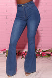 Fashion Casual Solid Plus Size High Waist Jeans