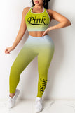 Casual Sportswear Letter Print Vests Pants O Neck Sleeveless Two Pieces