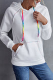 rainbow drawstring long sleeve hoodie
