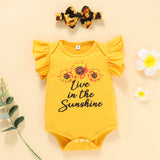 baby girl graphic bodysuit and sunflower print shorts set