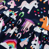 girls graphic cardigan and unicorn print dress set