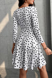 Sexy Casual Dot Print Patchwork V Neck Long Sleeve Dresses