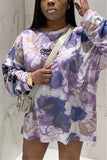 Fashion Casual Regular Sleeve Long Sleeve O Neck Printed Dress Mini Print Tie Dye Dresses