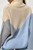 color block rib knit turtleneck sweater