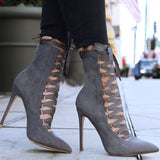 Fashion Sexy Split Joint Solid Color Pointed High-heel Boots