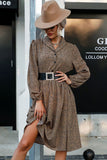 leopard button down bishop sleeve dress belt not included