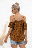 cheetah print cold shoulder camisole top