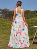 floral crisscross sleeveless maxi dress