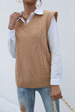 cable knit ribbed trim sweater vest