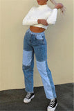 Fashion Casual Patchwork Straight Jeans