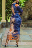 Fashion Casual Regular Sleeve Long Sleeve O Neck Printed Dress Mid Calf Print Dresses