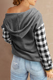 plaid quarter snap hoodie with pocket