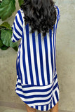 Fashion Casual Regular Sleeve Long Sleeve Turndown Collar Long Sleeve Dress Knee Length Striped Dresses