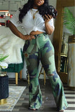 Sexy Camouflage Print Ripped Fold Straight Bottoms
