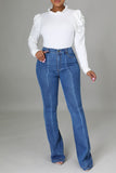 Fashion Casual Patchwork Basic High Waist Straight Jeans