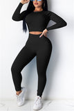 Casual Sportswear Long Sleeve O Neck Regular Sleeve Short Solid Two Pieces