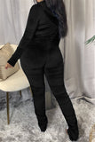 Fashion Casual Hooded Collar Long Sleeve Regular Sleeve Skinny Solid Jumpsuits