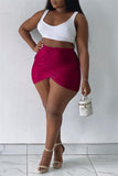 Sexy Casual Solid Asymmetrical Regular High Waist Skirt
