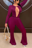 British Style Polyester Print Solid O Neck Skinny Jumpsuits