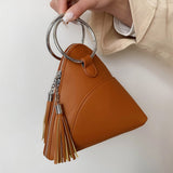 triangle pu leather wrist clutch bag