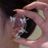 long butterfly clip pearl earring
