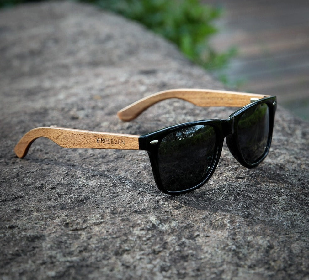 walnut wood polarized retro sunglasses