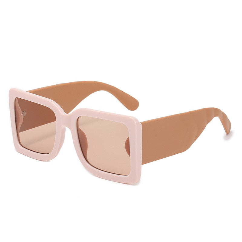 oversized contrast color square sunglasses