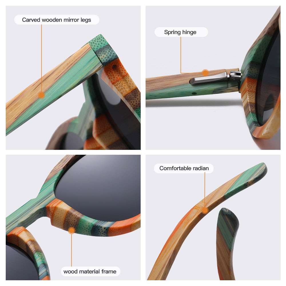 bamboo oval wood polarized sport sunglasses