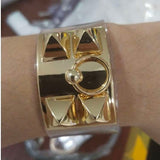 rivet gold plated alloy leather bracelet