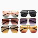 flat top bar gradient lens square sunglasses