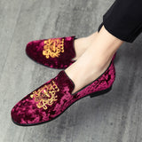 suede leather embroid detail loafers