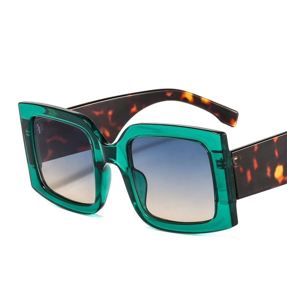 transparent printed leg frame square sunglassess