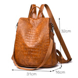 3 in 1 croc faux leather anti theft travel backpack