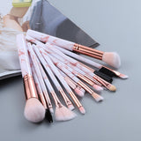 15pcs marble makeup blending brushes