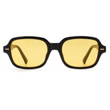 small frame yellow retro rivet square sunglasses