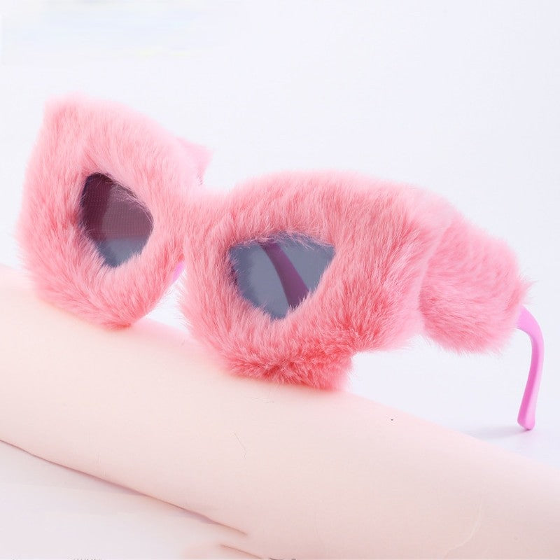 soft fur velvet cat eye sunglasses