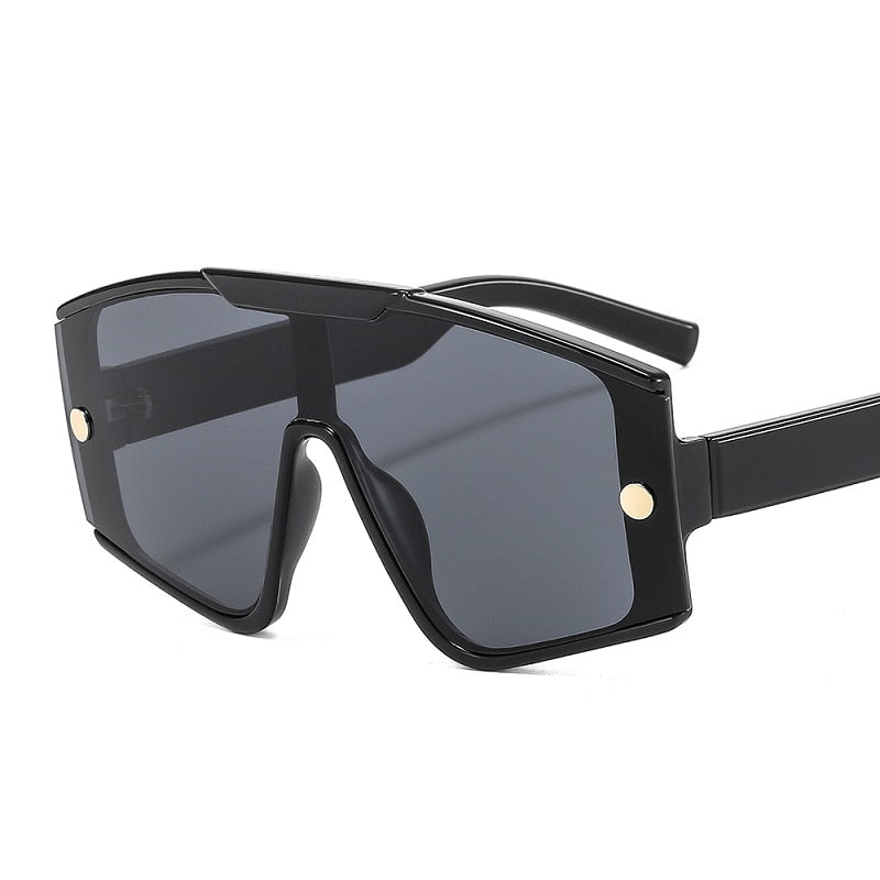 metal decor gradients lens visor sunglasses