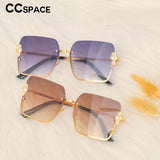 half frame pearl square sunglasses