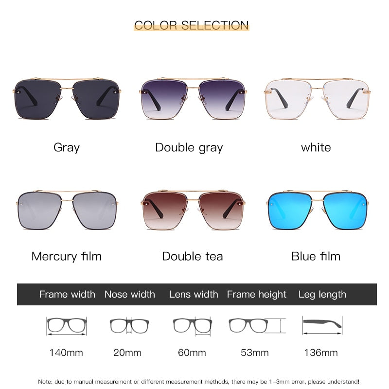 double bar gradient square sunglasses