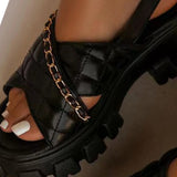open toe chain strap platform heeled sandals