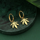 maple leaf amulet plated hoops earring